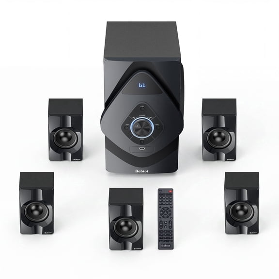 Bobtot Surround Sound Systems Wireless Rear Satellite Speakers - 800W 6.5inch Subwoofer 5.1/2.1 Channel Home Theater Systems with ARC Optical Bluetooth Input