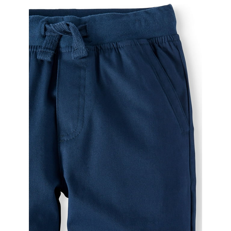 【WONDER WONDER】Sbin Blue Long Wide Cotton Pants Wonder Nation Boys 4-16 School Uniform Stretch Twill Pull On