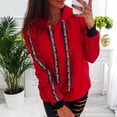 thumbnail image 4 of Chandails pour Femmes T-Shirts Manches Longues Hauts d'Entraînement pour Femmes Automne Grande Taille Chandails Unis à Capuche Chandail Mignon T-Shirts Rouge 2TG, 4 of 7