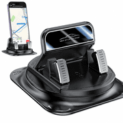 360° Rotating Car Phone Mount for Dashboard, Automatic Locking Anti-Slip Base, Single-Hand Operation Smartphone Holder for Hands-Free Navigation, Black