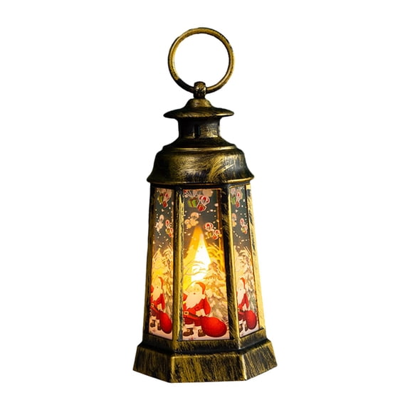 Linterna de Navidad, luz nocturna, lámpara de noche colgante para niños, lámpara de mesa para mesa, decoración de centro de mesa de jardín de , Papá Noel de bronce