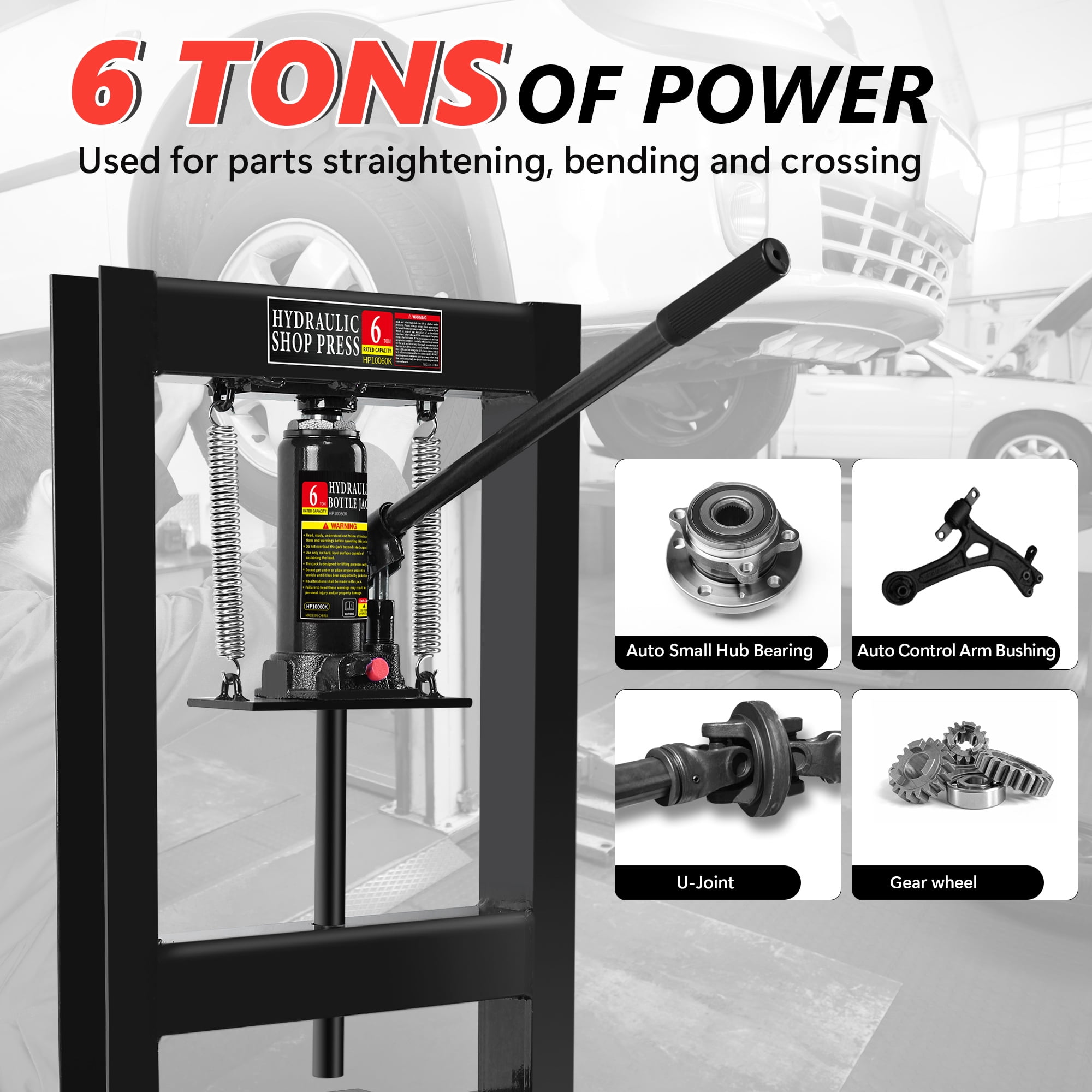 6 Ton H-Frame Hydraulic Shop Press – Adjustable Floor Press With Safety Valve For Bending, Bearing Removal & Metalwork