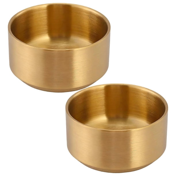 Pack of 2 Stainless Steel Rice Bowls with Easy Cleaning Surfaces Double Wall Tableware for Daily Home Use silver