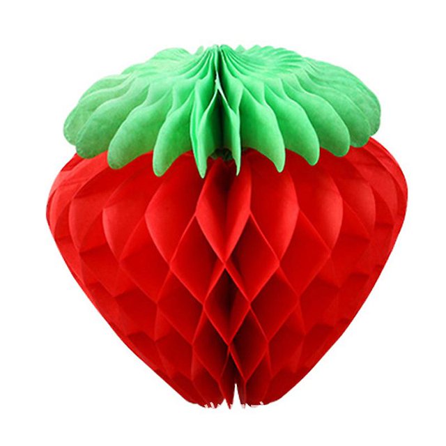 Hoja de decoraciones de fresas, bolas de nido de abeja, bolas de fresa de panal Hoja de bolas de flores Decoración de pared colgante Suministros para fiestas navide?as (6 piezas)