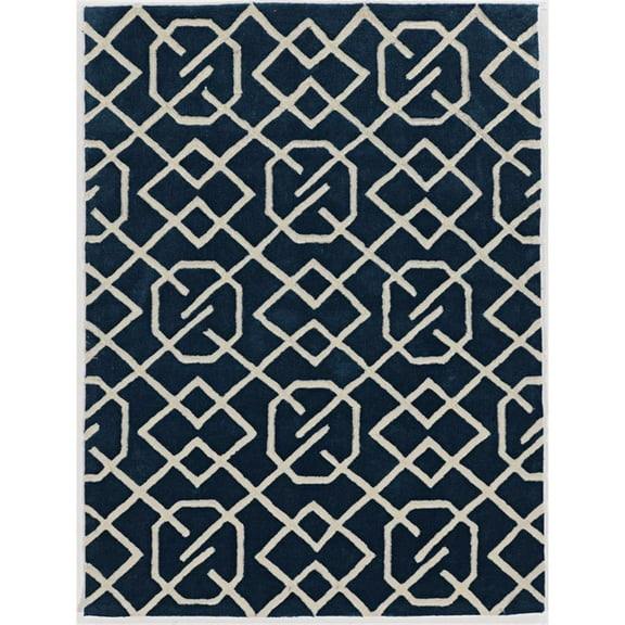 Riverbay Furniture 5' x 7' Hand Tufted Intent Rug in Navy and Ivory