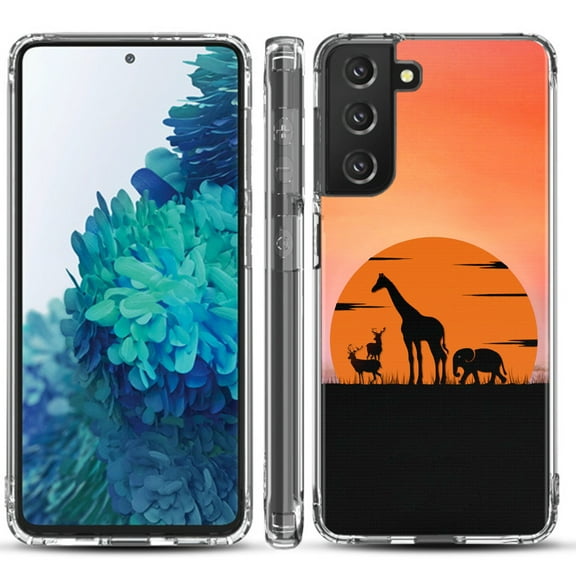 Shockproof Hybrid Bumper Phone Case for Samsung galaxy S21  5G / S21 Plus 5G, by OneToughShield ® - Sunset Safari