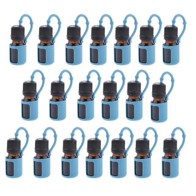 20x 5ml Caja De Botellas De Aceite Esencial Recargables Vacías Con Funda Silicona Yuyangstore Botella de almacenamiento de aceites esenciales