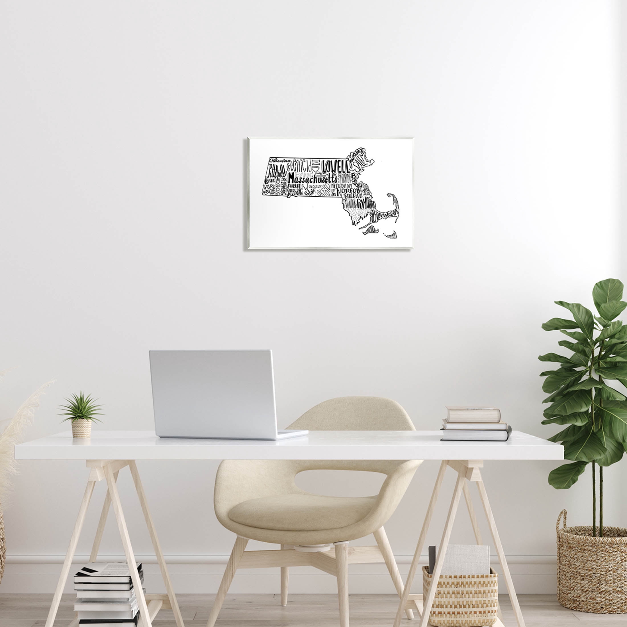 Stupell Industries Massachusetts State Cities Typography Graphic Art Unframed Art Print Wall Art, Design by The Saturday Evening Post