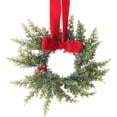 thumbnail image 2 of 10 Pcs 8.66 Inch Mini Christmas Cabinet Wreath, Artificial Rattan Small Wreath with Ribbon Bow & Red Berries, Farmhouse Hanging Ornament for Kitchen, Window, Door Xmas Holiday Decor, 2 of 5
