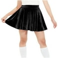 thumbnail image 7 of Girls Velvet Flared Skirts Casual High Waist Pleated Mini Skater Skirt Stretch Plain Uniform Skirt Black, 5-6 Y, 7 of 7