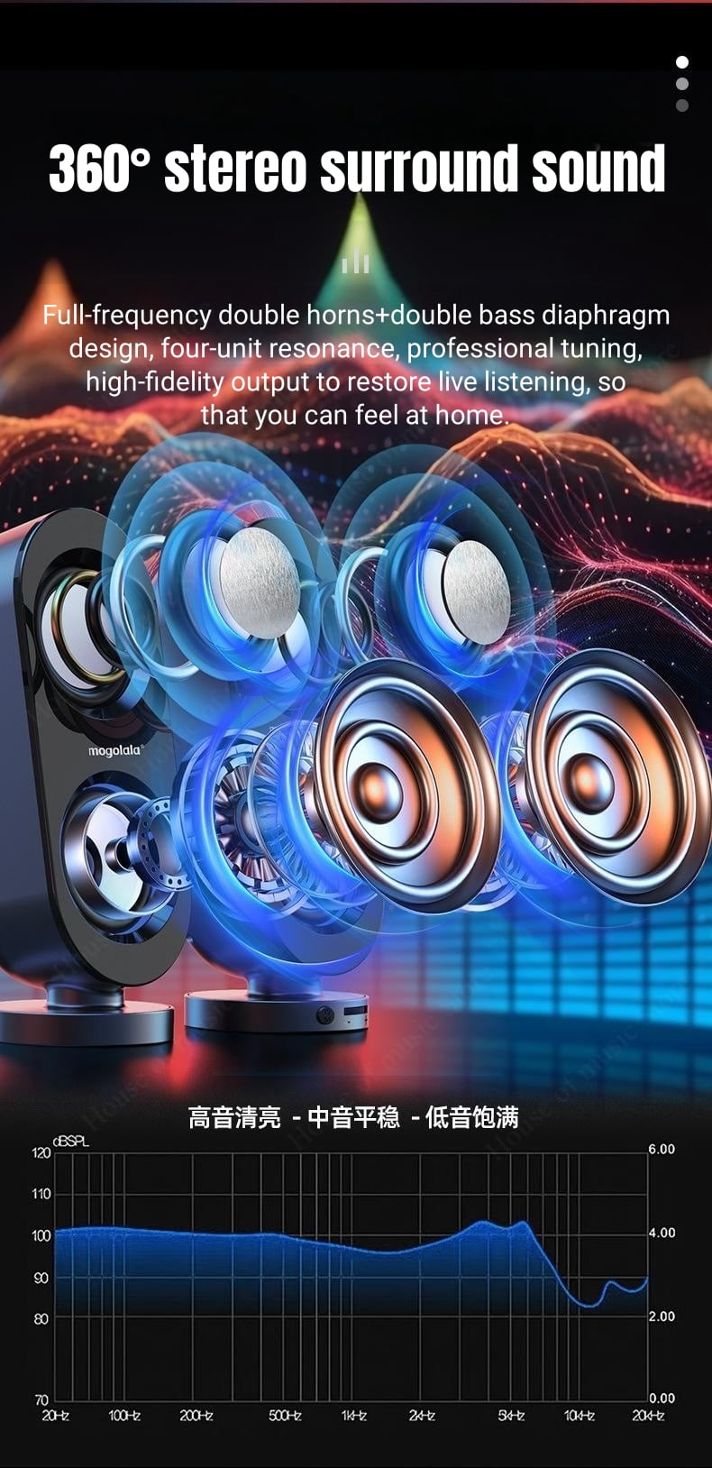 Computer Audio Home Desktop Notebook Speakers USB Wired Bluetooth Speakers Shocking Stereo RGB Color Atmosphere Lighting Effect(Black)