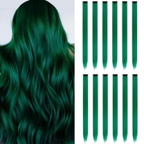 12PCS Colored Green Hair Extensions Party HigFrifoshsights Colorful Clip in Hair Extensions 22 Inch Straight Synthetic Hairpieces for Women Kids Girls Halloween Christmas Cosplay(Green)