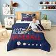 thumbnail image 3 of meiyoeat Eat Sleep Baseball Twin Comforter Setsfor Boys Teens, Sport Baseball Bedding Set, Navy Reversible 2pcs, 1 Comforter and 1 Pillowcase, 3 of 6