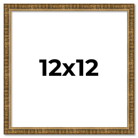 12x12 Frame Gold Solid Wood Picture Frame Includes UV Acrylic Plexiglass, Acid Free Foam Backing