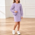 thumbnail image 5 of Auroural Girls Long Sleeve Knit Dress with Matching Mini Crossbody Bag Round Neck Ribbed Casual Outfit, 5 of 9