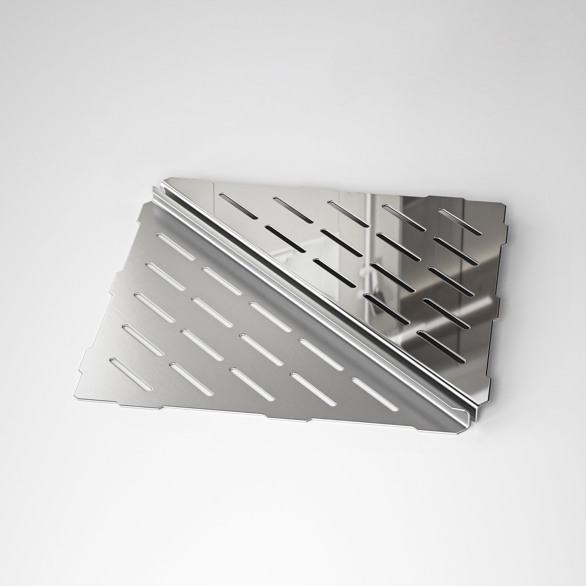 Bernkot Corner Shower Shelves 10" Polished 304 Stainless Steel Recessed Corner Shelf with Slot Design, Grout in Bathroom Shelves for Tile Walls, 2 Pack
