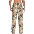 thumbnail image 3 of Uemuo Tropical Leaves Flower Pattern Men's Wide Leg Palazzo Lounge Pants with Pockets Light Weight Loose Comfy Casual Pajama Pants-Small, 3 of 9