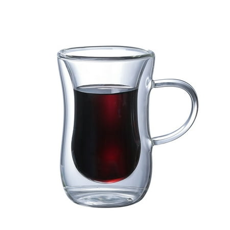 

ibaste Double-layer Coffee Glass | Coffee Mugs With Handle | High Borosilicate Coffee Mugs With Handle Innovative Clear Glass Cup With Handle For Hot/Cold Coffee Tea Beverage