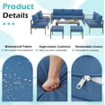 thumbnail image 3 of YODOLLA Ensemble de Mobilier de Patio Extérieur en Aluminium 7 Pcs, Ensemble de Conversation avec Canapé Sectionnel en Osier Bleu Toutes Saisons, 3 of 9