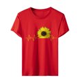 thumbnail image 4 of USSUMA Sunflower Print T-Shirts for Women Trendy Funny Teens Cute Graphic Women's Shirts and Blouses Short Sleeve Women Tops Dressy Casual Summer Round Neck Plus Tunics Beach, 4 of 7