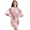 thumbnail image 3 of WBQ Women's Floral Short Satin Bridesmaid Robes Silky Bride Robes Getting Ready M-XXL Size, 3 of 6