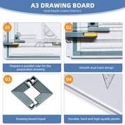 A3 Drafting Board Portable Drawing Table with Parallel Bar, Tabletop Drafting Table, Multifunctional Drawing Board with Angle Adjustable Measuring System, Inch