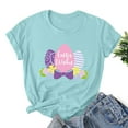 thumbnail image 2 of Womens Easter Short Sleeve Round Neck Shirts Casual Cute Print Tee Summer Lightweight Pullover Tops (3XL, A Light Blue), 2 of 3