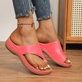 thumbnail image 4 of DeHolifer Sandals Women Leather Clip Toe Slip On Wedge Sandals Summer Beach Outdoor Dress Walking Sandals with Arch Support, 4 of 8