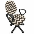 thumbnail image 1 of Chevron Office Chair Slipcover, Simplistic Zigzags Abstract Pattern Illustration in Creative Earthy Tones, Stretch Decorative Fabric Cover, Standard Size, Dark Taupe Champagne, by Ambesonne, 1 of 5