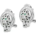 thumbnail image 2 of Sterling Silver Rhod-Plated Cz Circle With Cheetah Post Omega Back Earrings (20.06 X 15.89) Made In China qe16504, 2 of 5