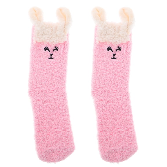 HONMEET Pink Fuzzy Socks for Feet, Soft Cotton Warm Winter Socks 1Pair