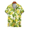 thumbnail image 4 of Camisas de verano con estampado de trébol de cuatro hojas para hombre y mujer, camisas casuales de manga corta con solapa, estilo hawaiano, para playa, estilo urbano, 4 of 5