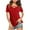 Red, variant on Viikei Women's Plus Size Short Sleeve Soild V-Neck Cross Collar T-Shirt