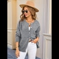 thumbnail image 4 of Suéteres de Larga con Cuello Redondo y Botones para Mujer, Cárdigan Abierto de Otoño 2025 Gris M, 4 of 10