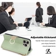 thumbnail image 4 of Dteck Zipper Wallet Case for iPhone 16 Pro Max,Magnetic Leather Card Slots Case with Hidden Mirror Shockproof Kickstand Flip Cover with Crossbody Shoulder Strap,Green, 4 of 8