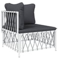 thumbnail image 3 of vidaXL 5 Piece Patio Lounge Set with Cushions White Steel, 3 of 9
