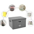 thumbnail image 2 of Boîte de Rangement de Documents de Bureau avec Couvercle, Lot de 2, Pliable, en Lin, avec Poignée, Format Lettre, 2 of 4