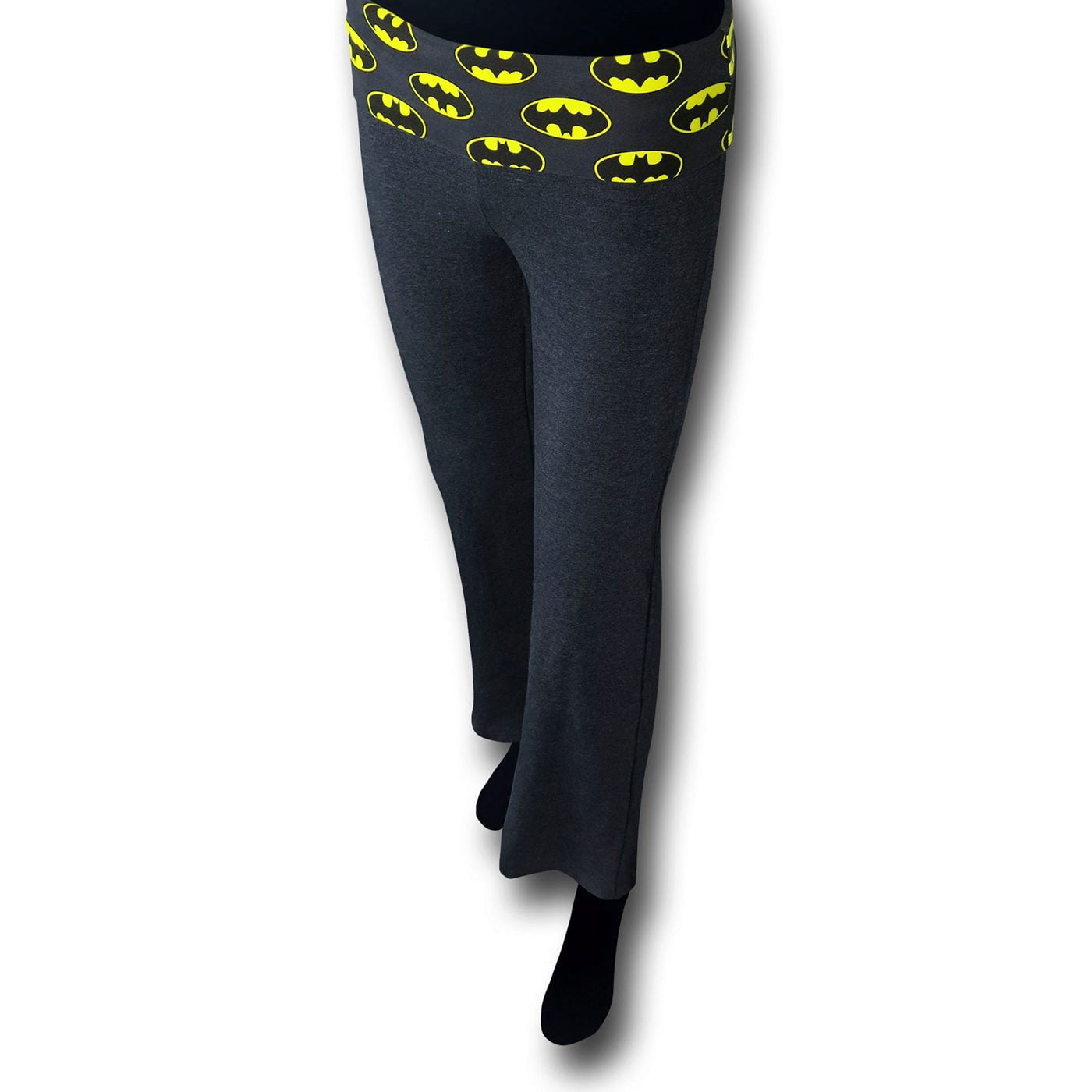 Batman Symbols Women's Heather Charcoal Yoga Pants-Large 