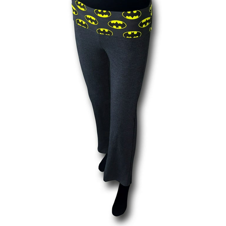 Batman Symbols Women's Heather Charcoal Yoga Pants-Medium 