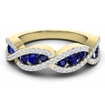 thumbnail image 2 of Dazzlingrock Collection 10K Round Blue Sapphire & White Diamond Bridal Anniversary Wedding Swirl Ring, Yellow Gold, Size 9, 2 of 4