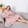 thumbnail image 5 of Oversized Wearable Blanket Hoodie,Pink Cow Sweater Pattern Sherpa Blanket Hoodie with Super Pockets,Super Warm Fuzzy Pullover for Women & Men, 5 of 6