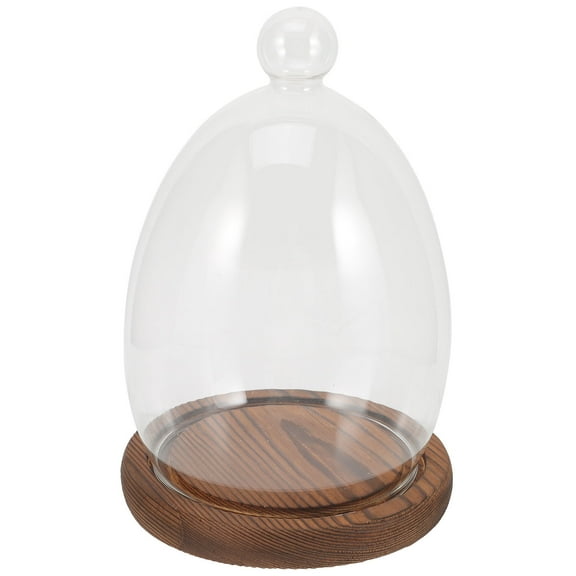 HIAKDOFT 1Pcs Clear Glass Dome with Wood Base for Delicate Appearance Display