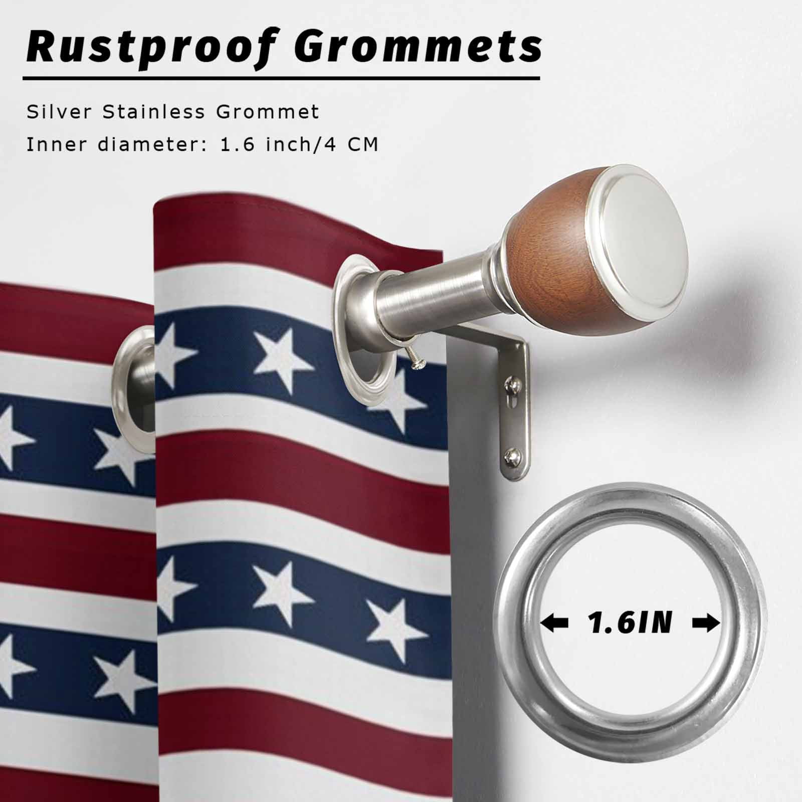 Independence Day Outdoor Curtains for Patio, Watercolor U, S, Flag Themed White Five-Pointed Star Sunshade Privacy Drapes Grommet Waterproof Outside Curtains for Porch Balcony 54"x108", 1 Panel