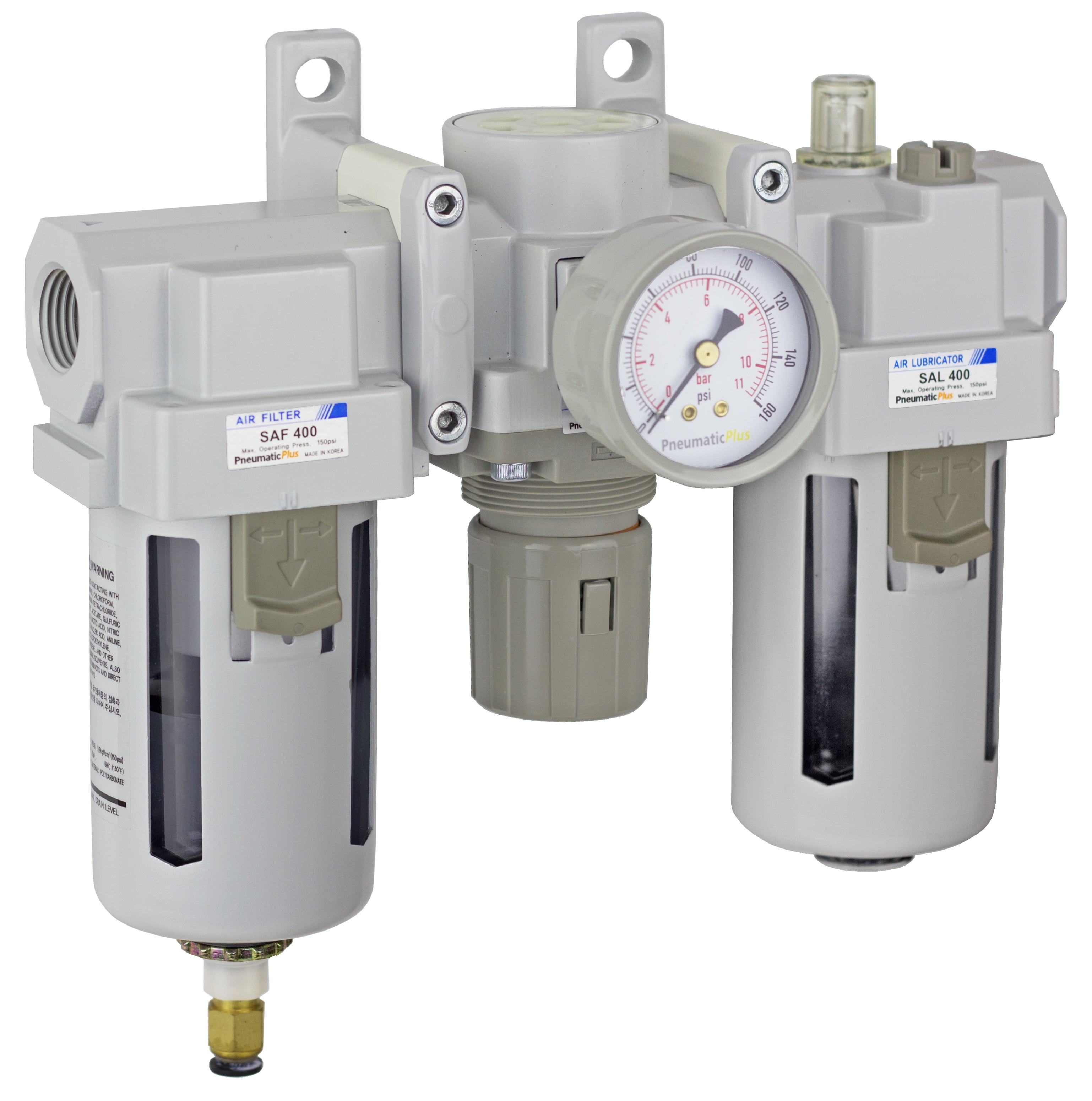 Buy PneumaticPlus SAU400-N04DG Compressed Air Filter Regulator Lubricator Combo 1 2" NPT... by Supplier Generic