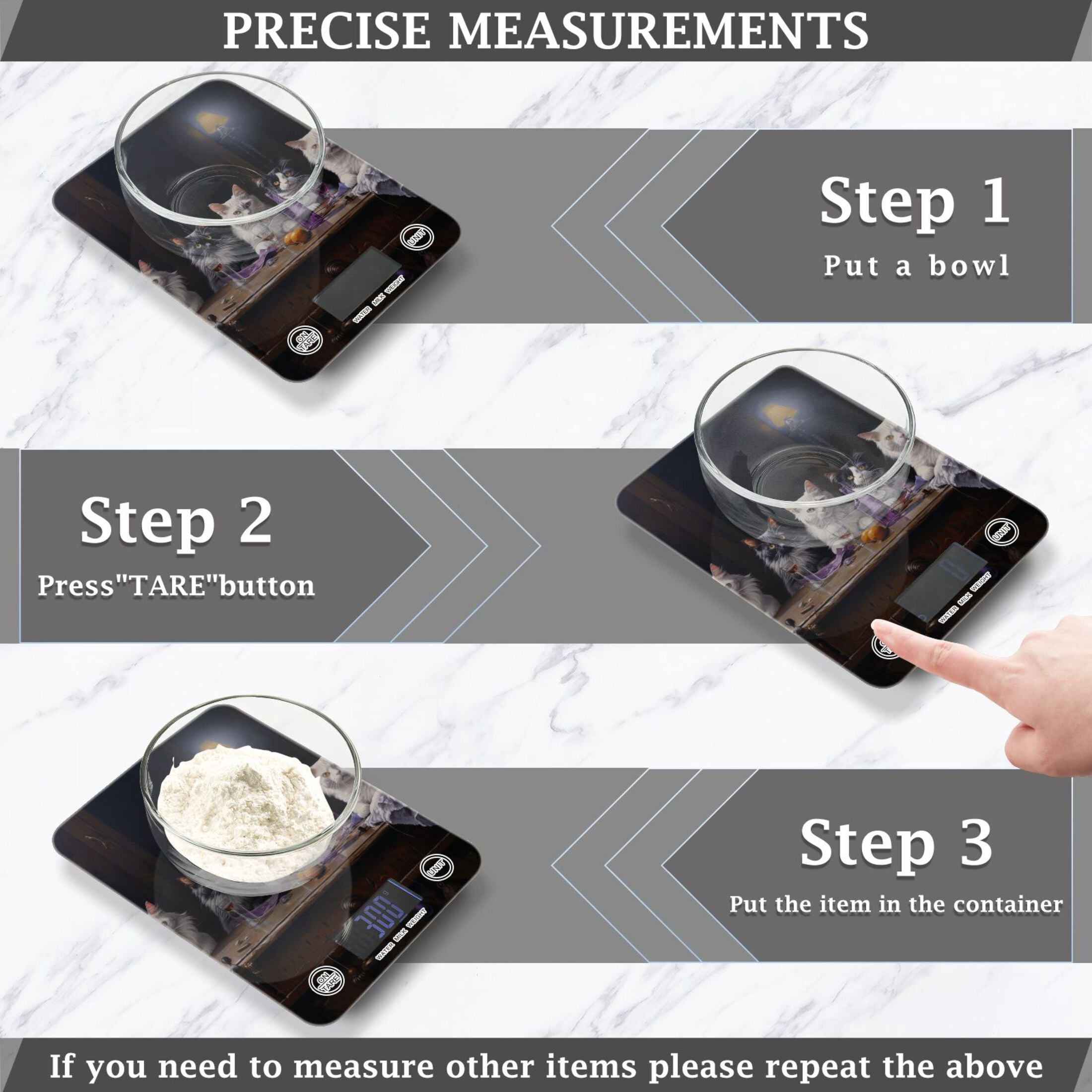 Cats Desk Drink Food Scale Digital Kitchen Scale Waterproof Tempered Glass Tare Function 11 lb for Baking Cooking Meal Prep
