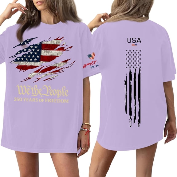 Trgacdwlo S-5XL Plus Size Women's 250th Anniversary Shirt 1776-2026 4th of July Shirt for Women Patriotic Shirts for Women