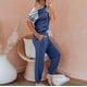 thumbnail image 4 of Puntoco Jersey de manga corta con retazos para mujer, conjunto de tops y pantalones de ocio, liquidación Puntoco Puntoco-7362, 4 of 9