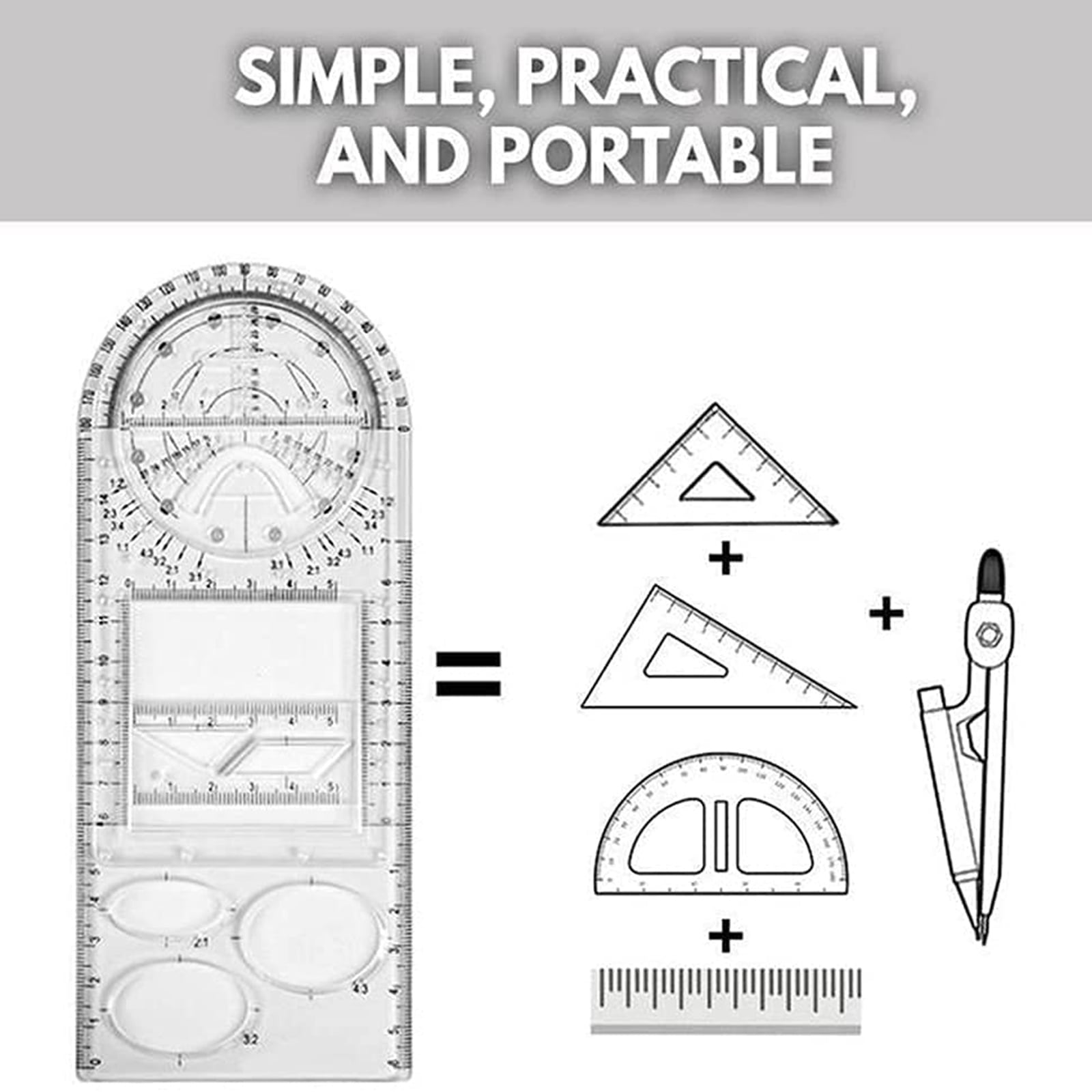 For School Office Architecture Supply Multifunctional Geometric Ruler  Geometric Drawing Template Measuring Tool линейка школьная