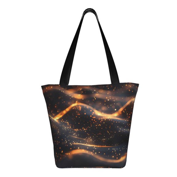 Uemuo Abstract Glowing Wave Pattern Print Tote Bags for Women,Large Capacity Corduroy Bag,Reusable Grocery Shoulder Bag,Beach Tote with Zipper Closure, Daily Essentials