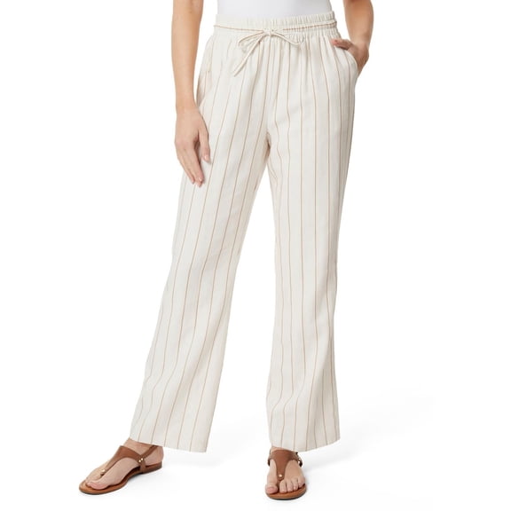 Jones New York Womens Linen Blend Striped Wide Leg Pants